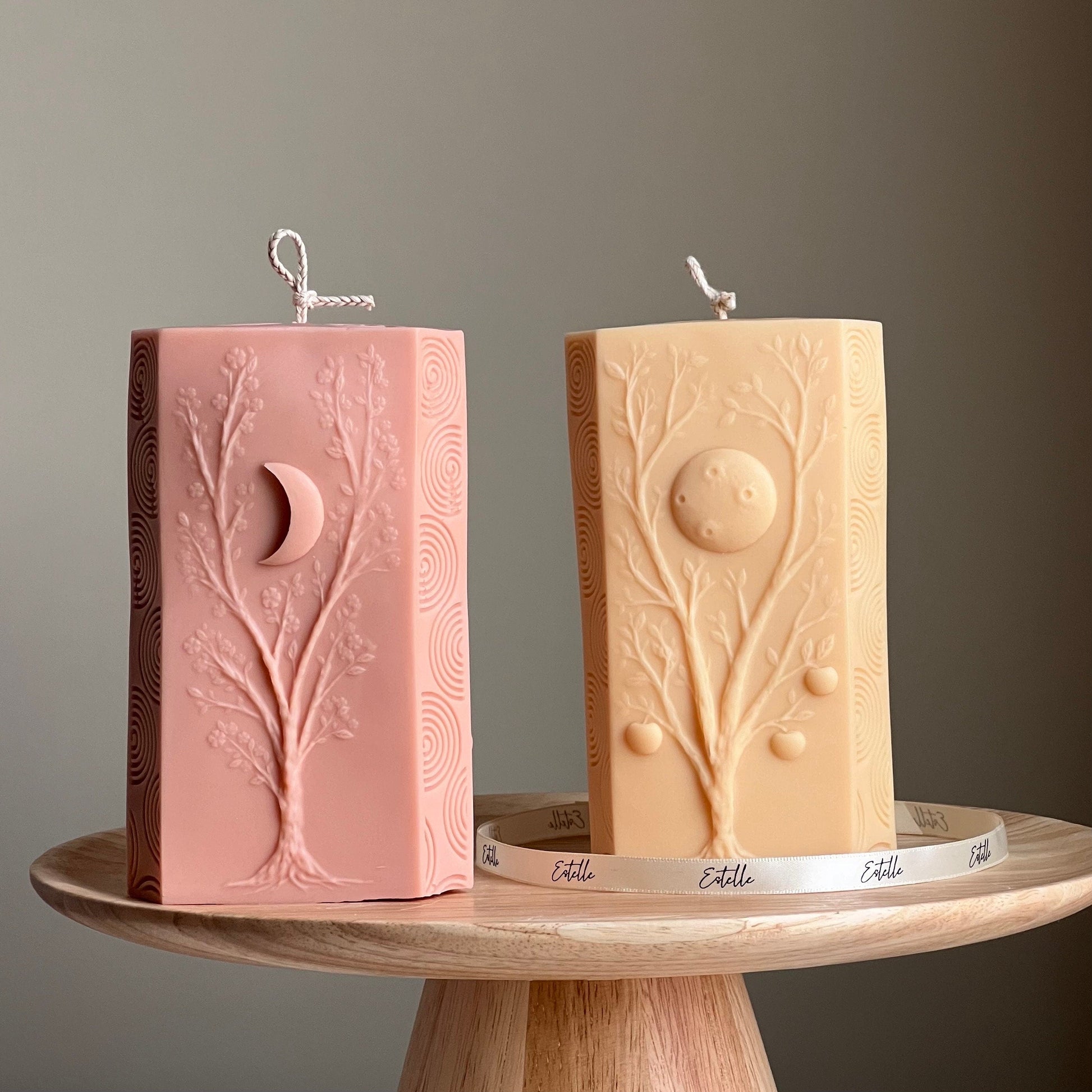 Moon Seasons Triangle Soy Candle | Handmade Pillar Candle