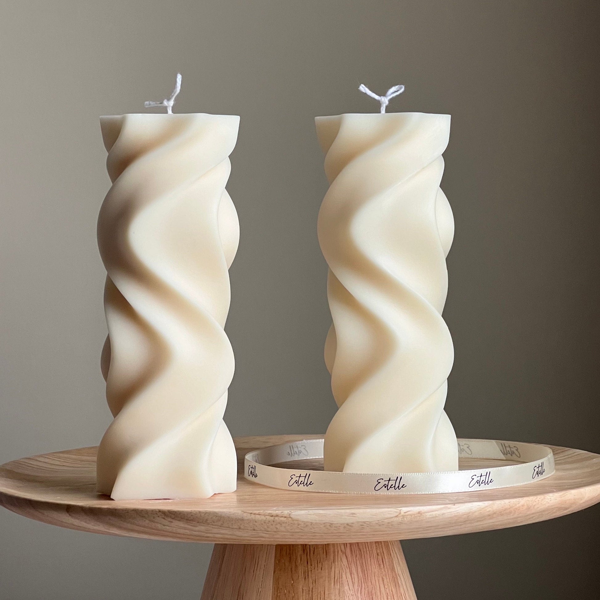 Handmade Wavy Pillar Candle | Aesthetic Home Decor