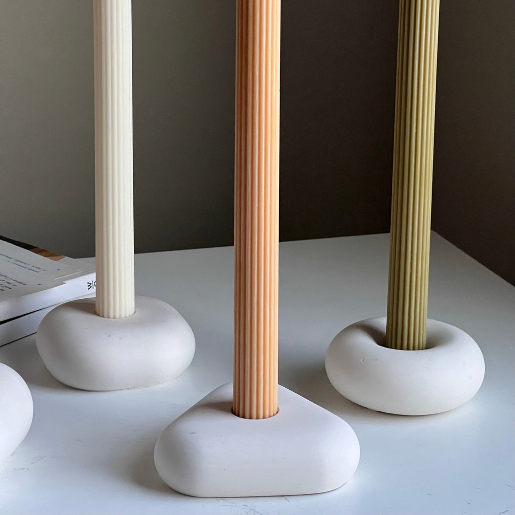Geometric Jesmonite Candlestick Holder: Minimalist Table Decor