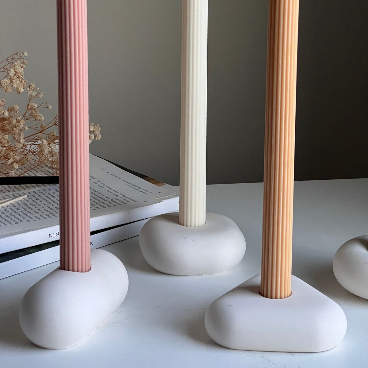 Geometric Jesmonite Candlestick Holder: Minimalist Table Decor