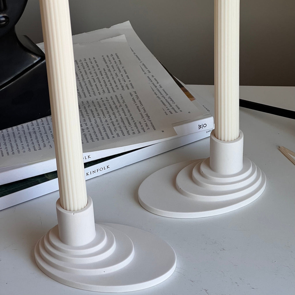 Minimalist Jesmonite Candlestick Holder: Modern Table Decor