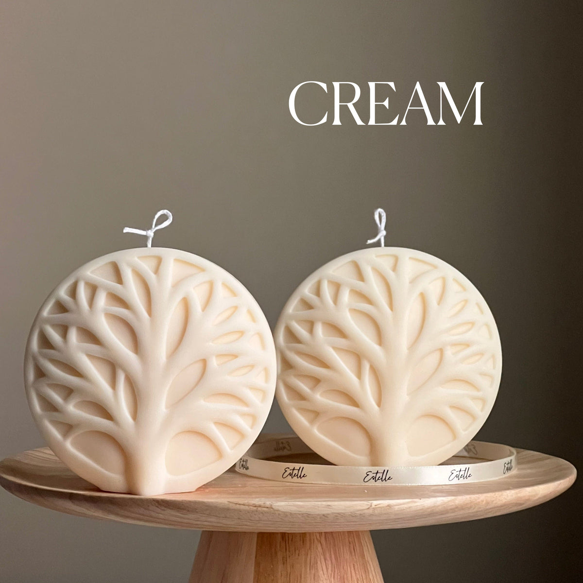 Bougie médaillon rond arbre artisanale | Chandelle décorative