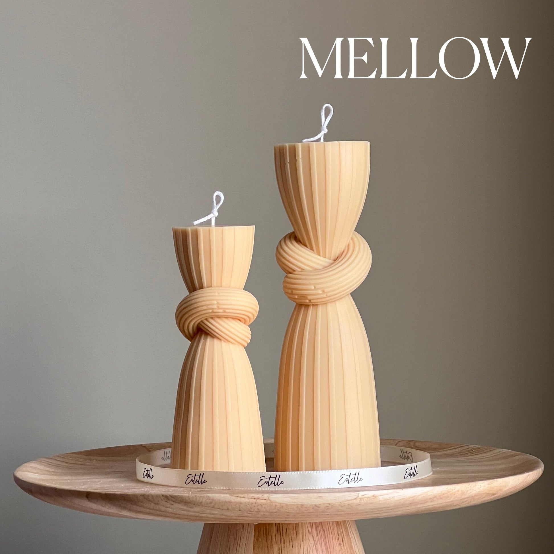 Knot Pillar Candle Set: Ribbed Soy Wax Candle, Home Decor