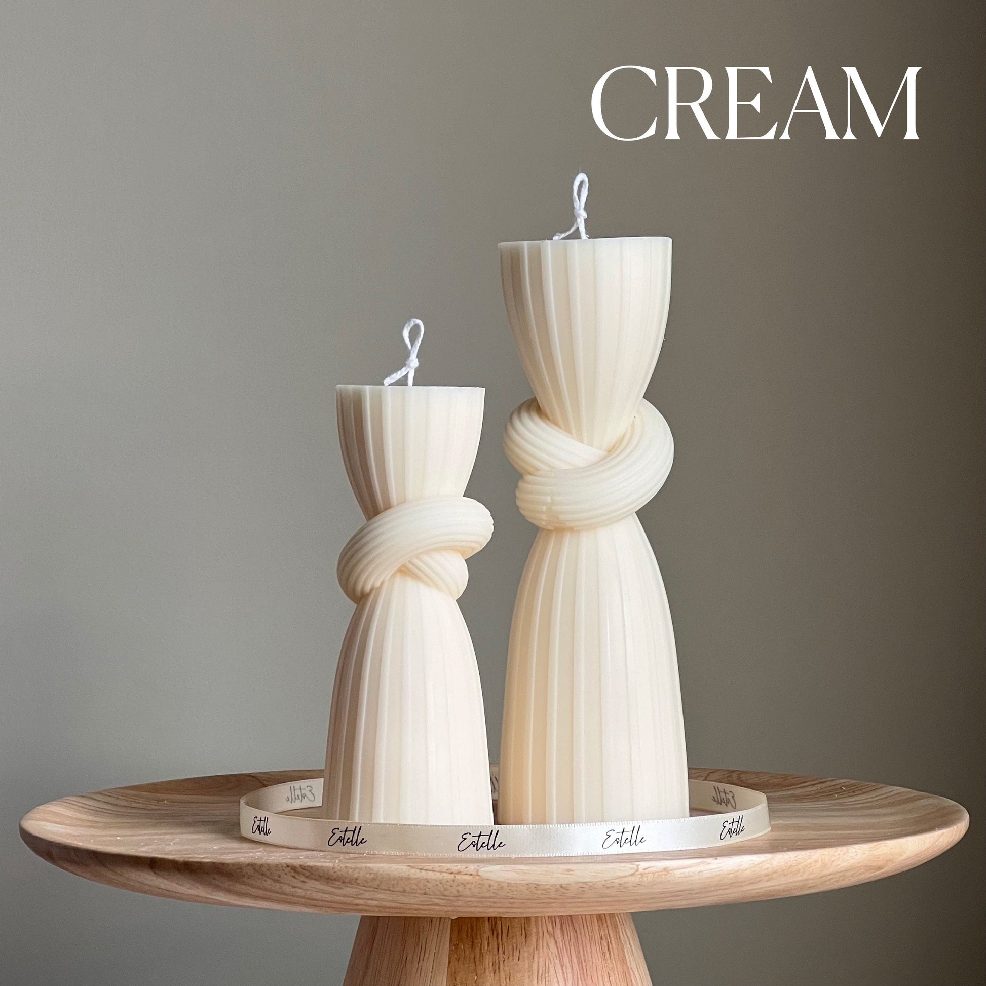 Knot Pillar Candle Set: Ribbed Soy Wax Candle, Home Decor