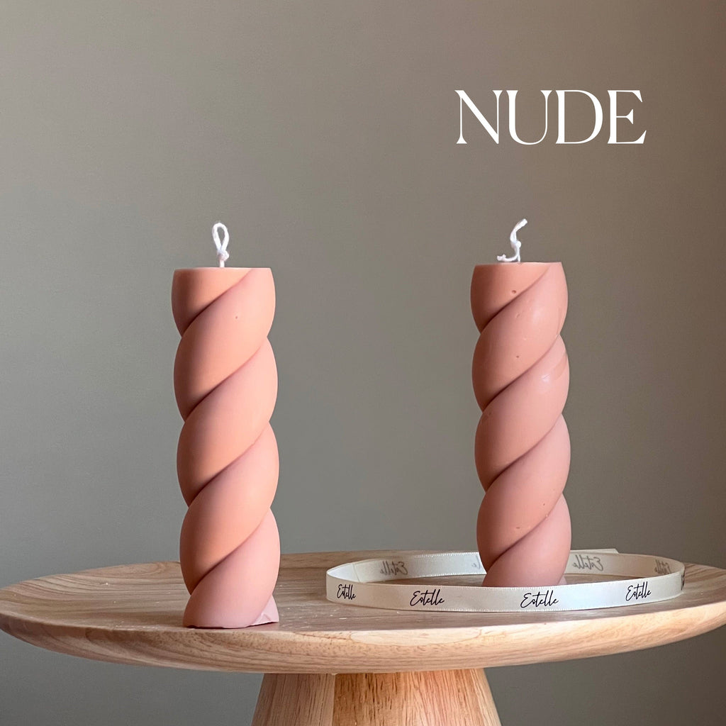 Swirl Soy Pillar Candle: Sculptural Home Decor