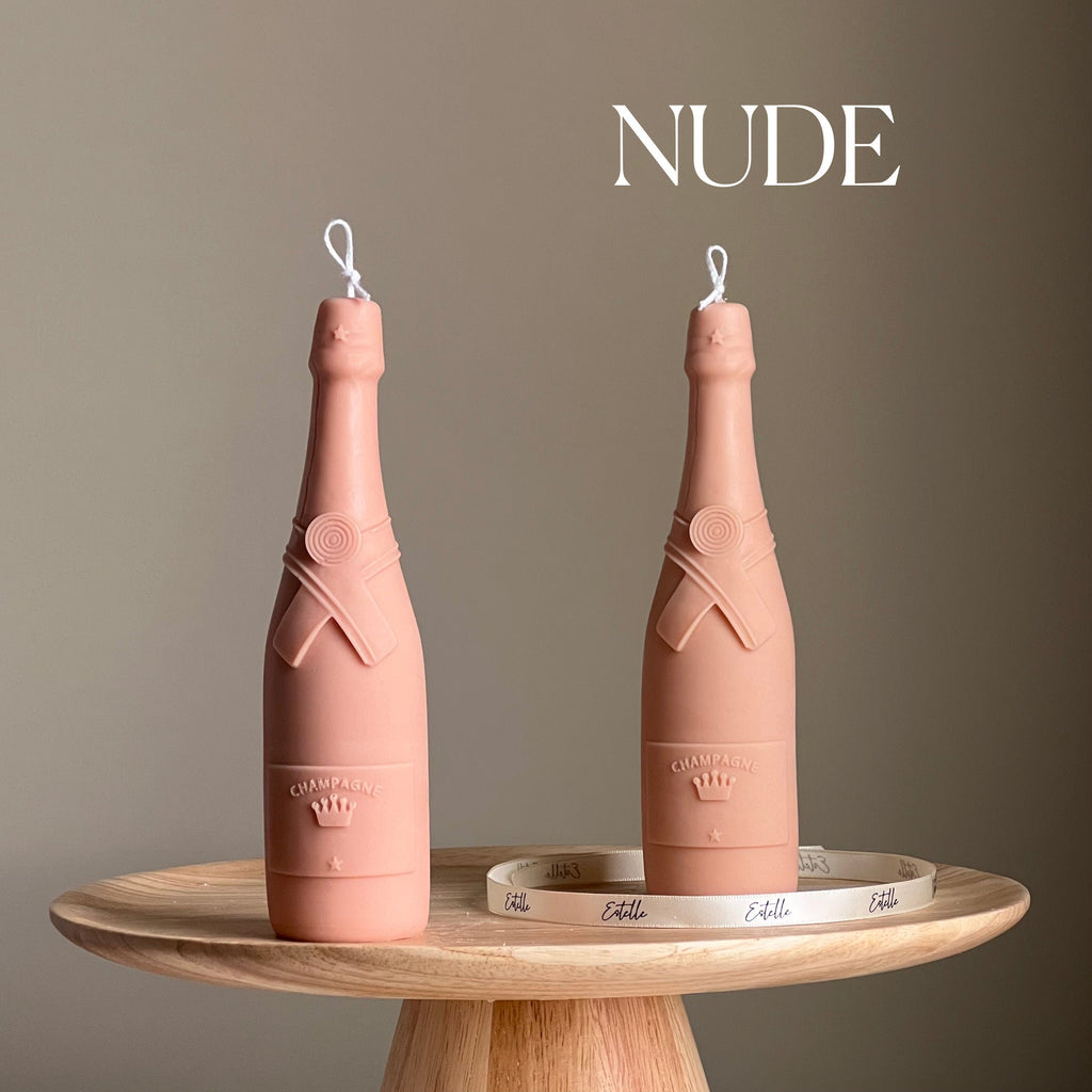 Champagne Bottle Candle: Decorative Soy Pillar Candle