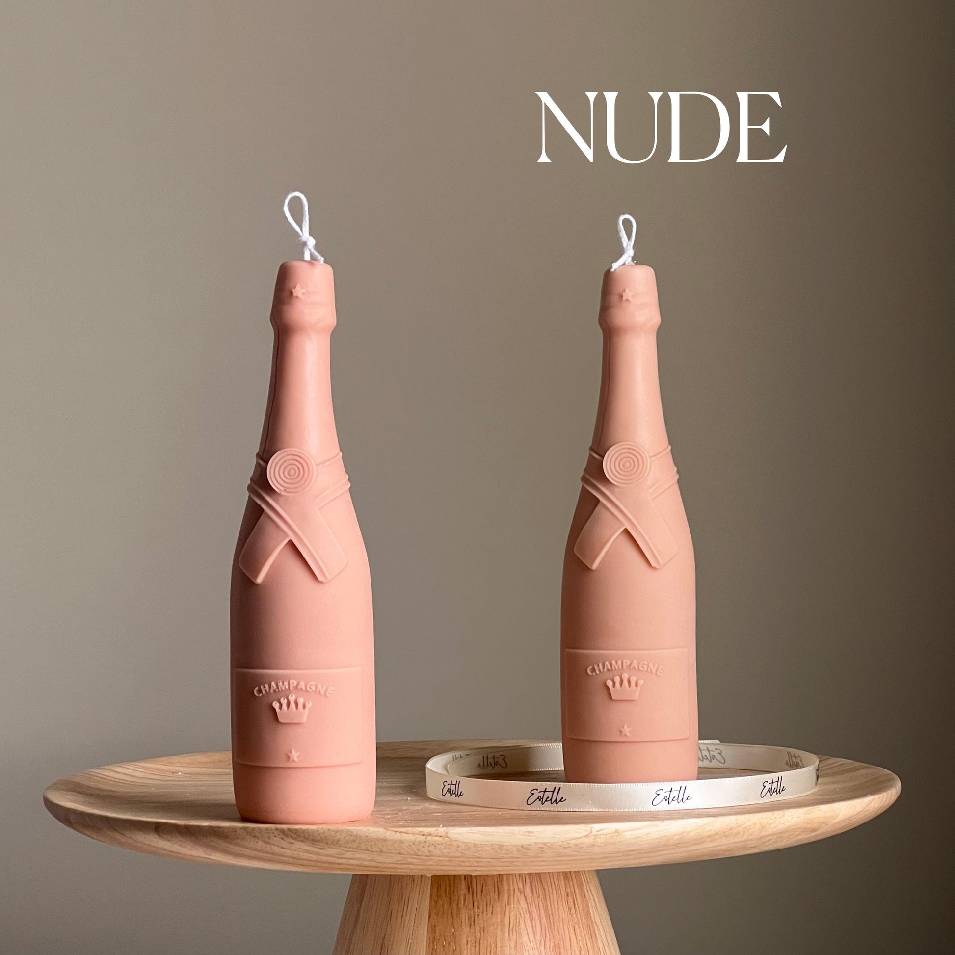 Champagne Bottle Candle: Decorative Soy Pillar Candle