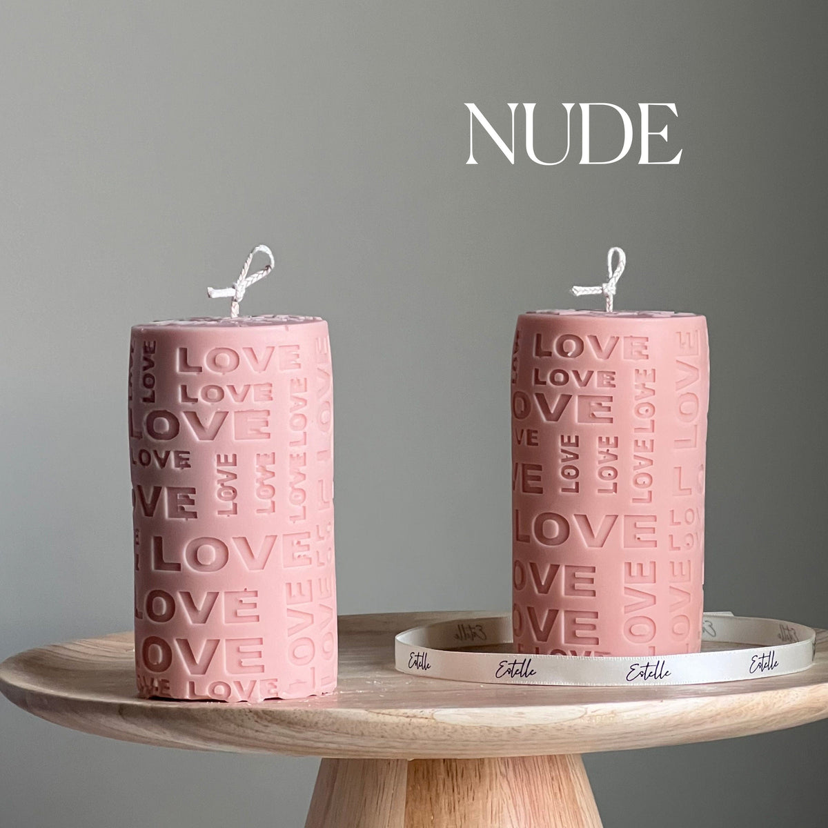 Bougie pilier en soya amour | parfum et couleur personnalisés, décor pour la maison
