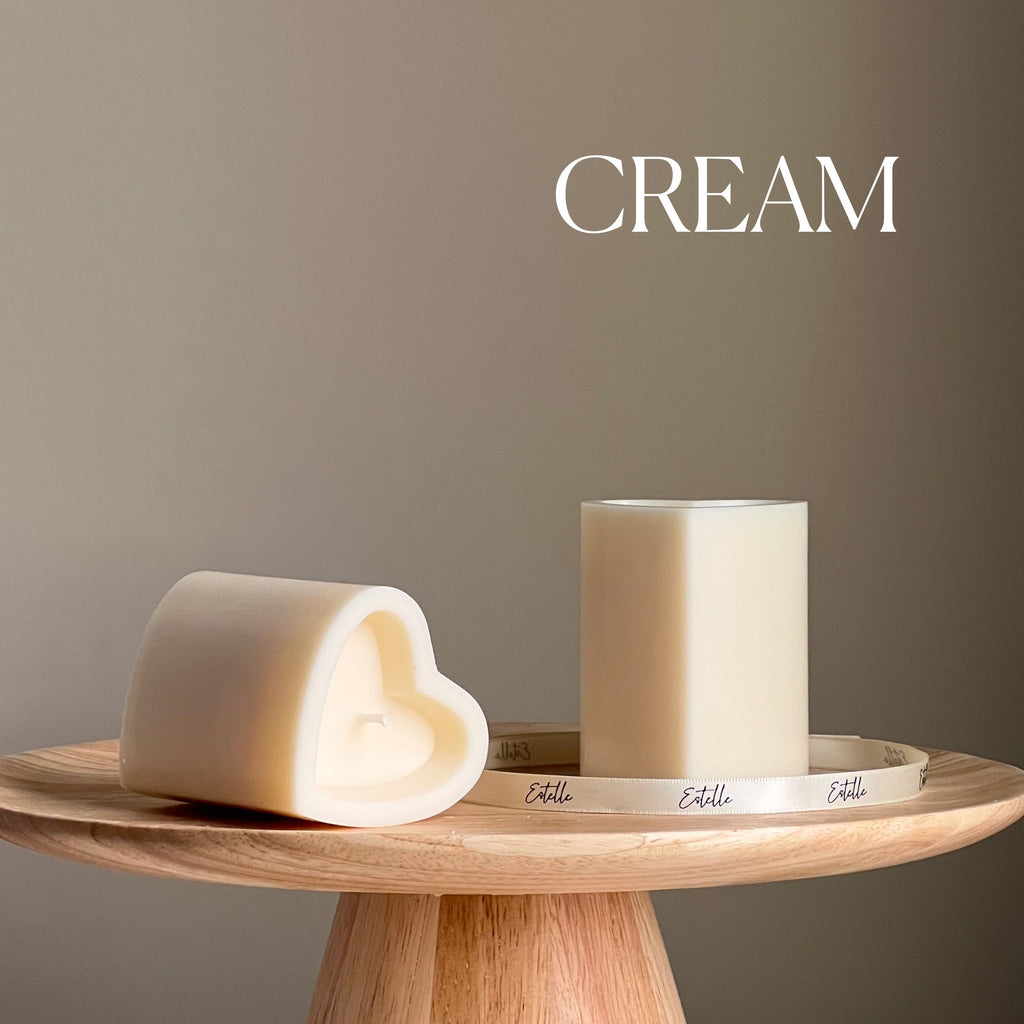 Bougie pilier en soya cœur | décor minimaliste pour la maison