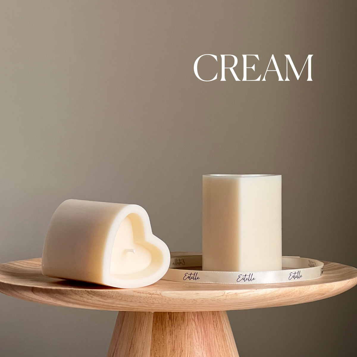 Bougie pilier en soya cœur | décor minimaliste pour la maison