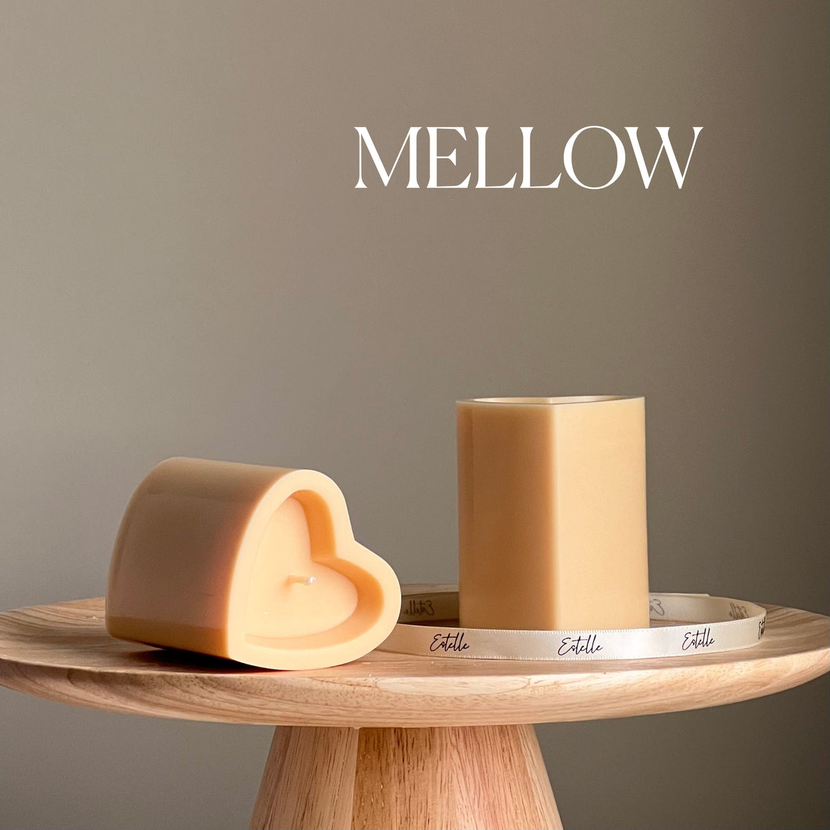 Bougie pilier en soya cœur | décor minimaliste pour la maison