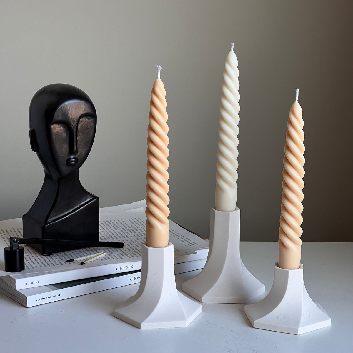 Swirl Candlestick Holder: Jesmonite Table Decor