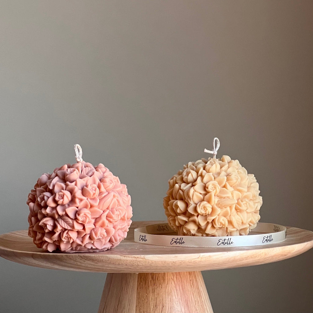 Flower Ball Candle: Handmade Soy Vegan Home Decor