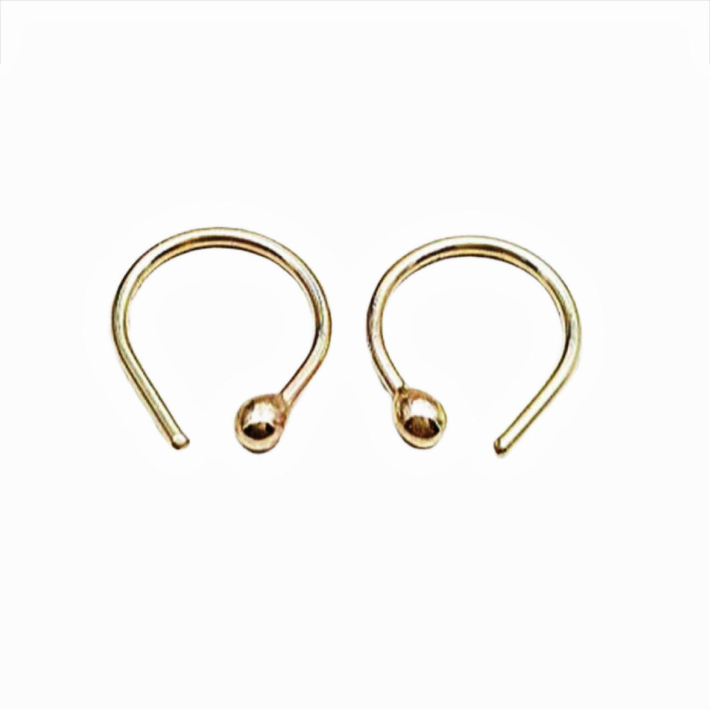 14k Gold Ball Hoop Earrings: Minimalist Huggie Earrings (3/8" 10mm)