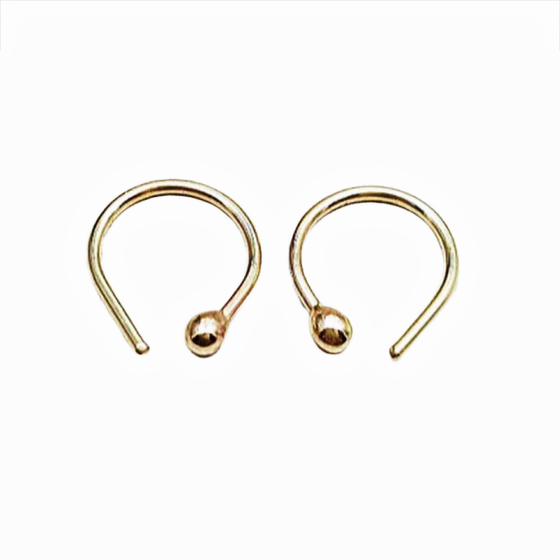14k Gold Ball Hoop Earrings: Minimalist Huggie Earrings (3/8" 10mm)