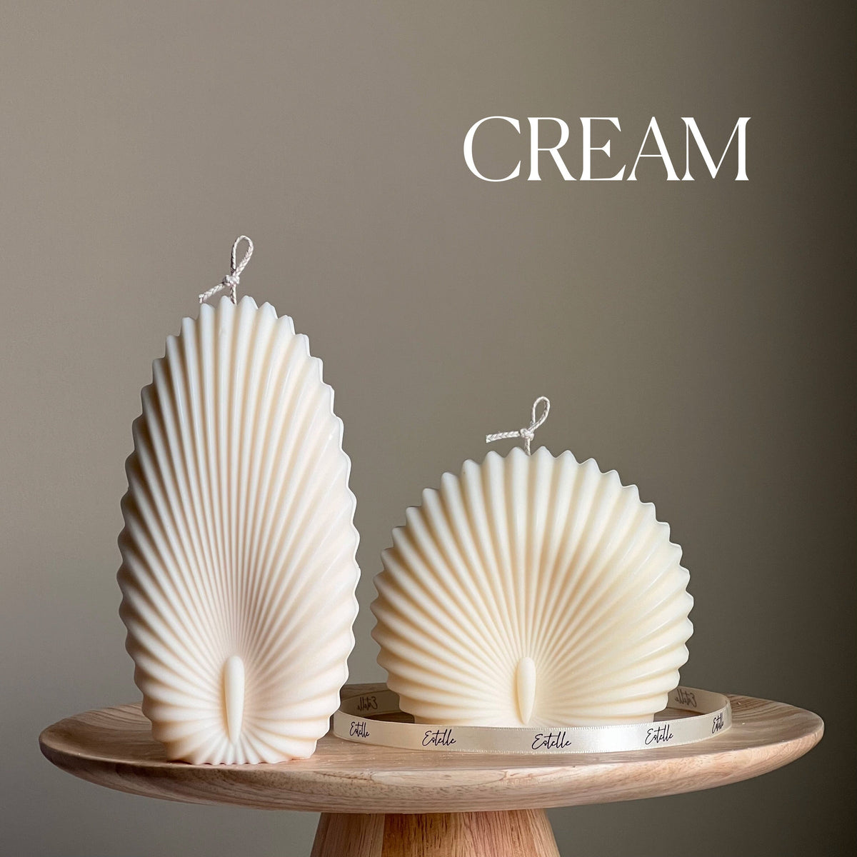 Duo de bougies coquillage : bougies décoratives en cire de soja en forme de palourdes