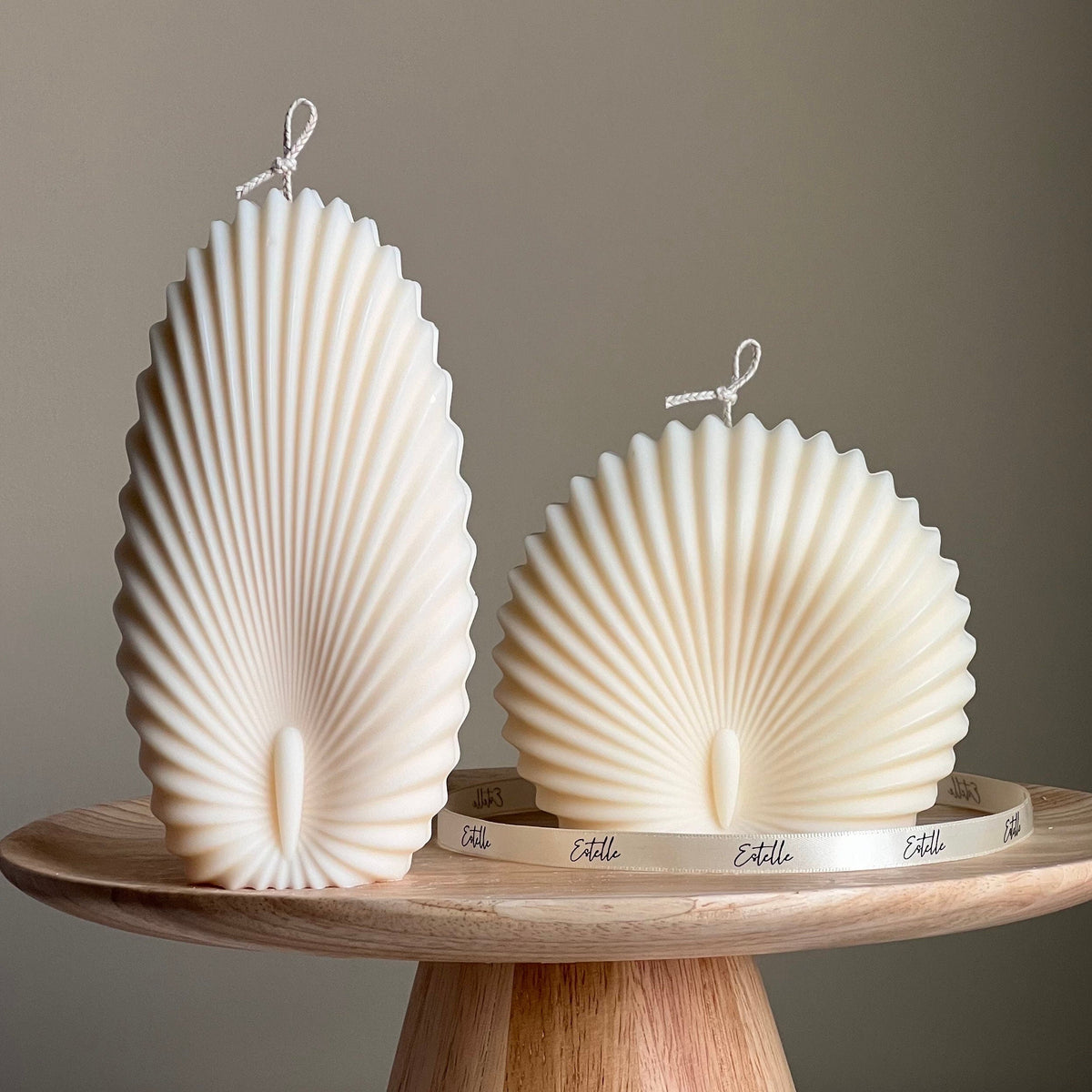 Duo de bougies coquillage : bougies décoratives en cire de soja en forme de palourdes