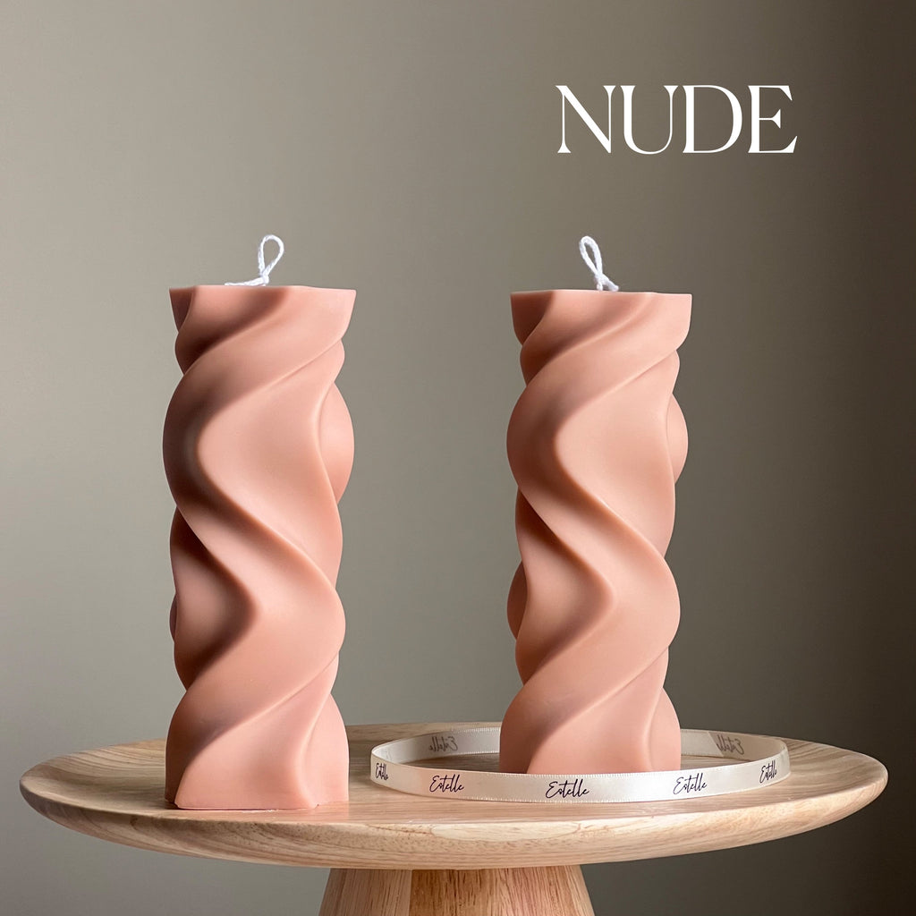 Handmade Wavy Pillar Candle | Aesthetic Home Decor