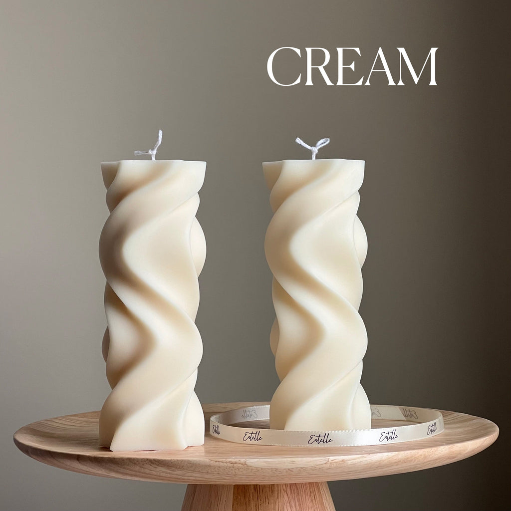 Handmade Wavy Pillar Candle | Aesthetic Home Decor