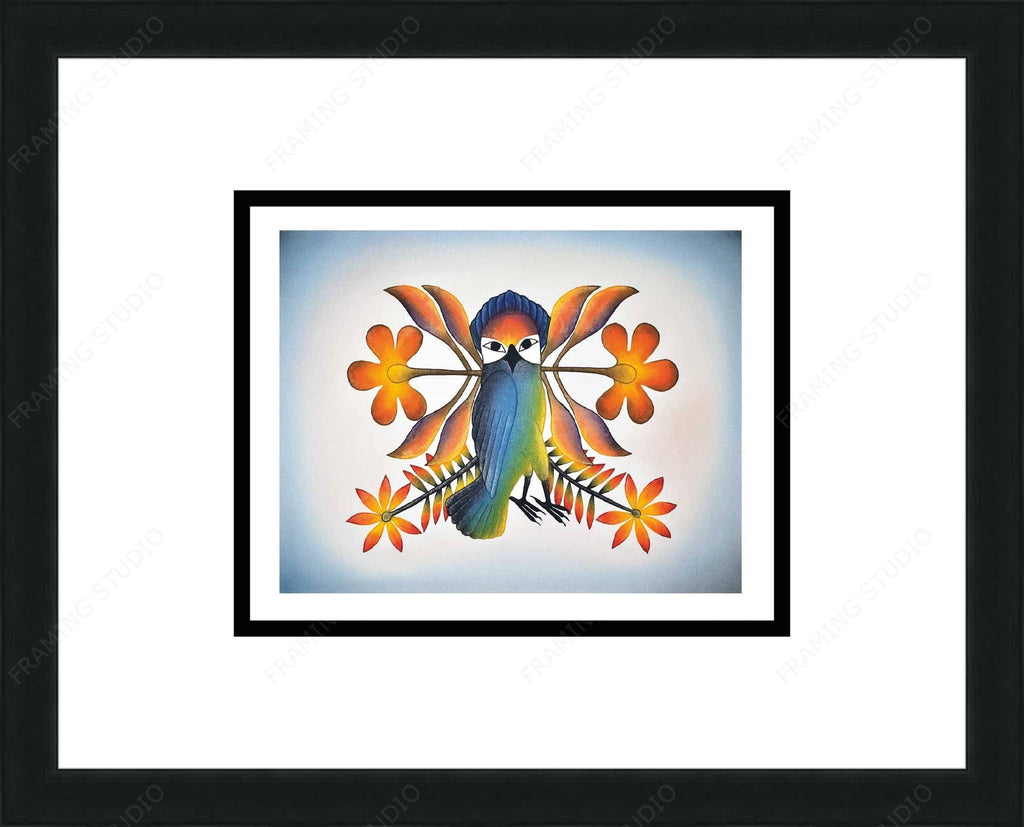 Grande entrée, 2008 (eau-forte et aquatinte) par Kenojuak Ashevak, carte d'art inuit autochtone, décor autochtone, carte d'art encadrée