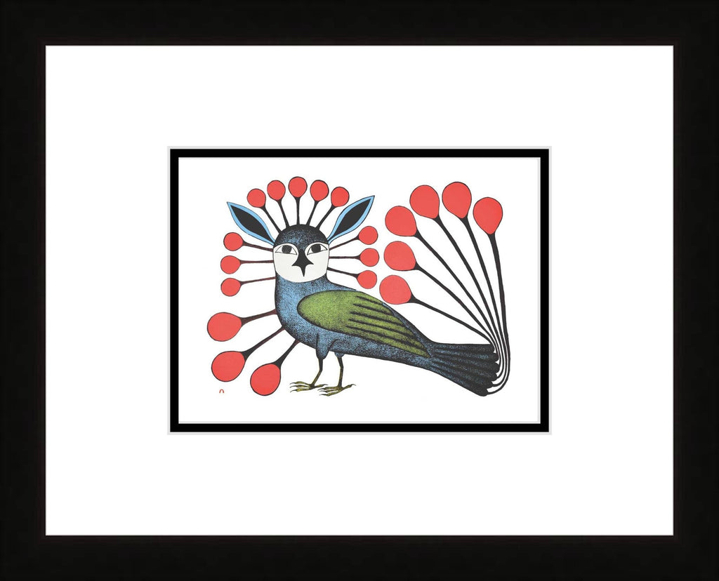 Vigilant Owl 2007 (lithographie) par Kenojuak Ashevak, carte d'art autochtone inuit, décor autochtone, carte d'art encadrée