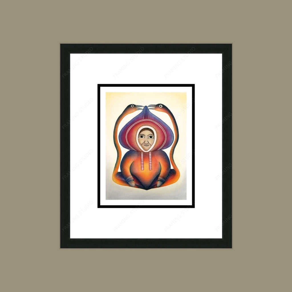 Repos paisible par Kenojuak Ashevak, Carte d'art autochtone inuit, Décor autochtone, Carte d'art encadrée