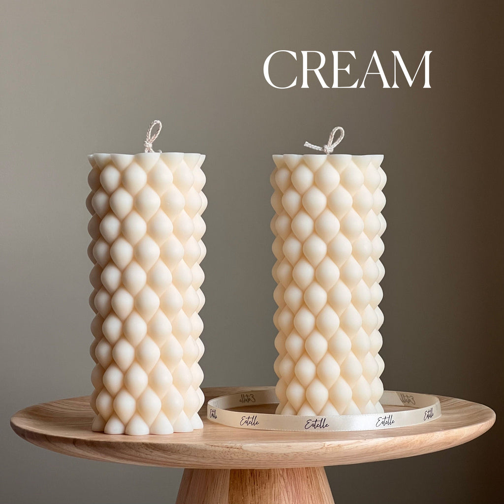 Tall Bubble Soy Pillar Candle | Minimalist Home Decor