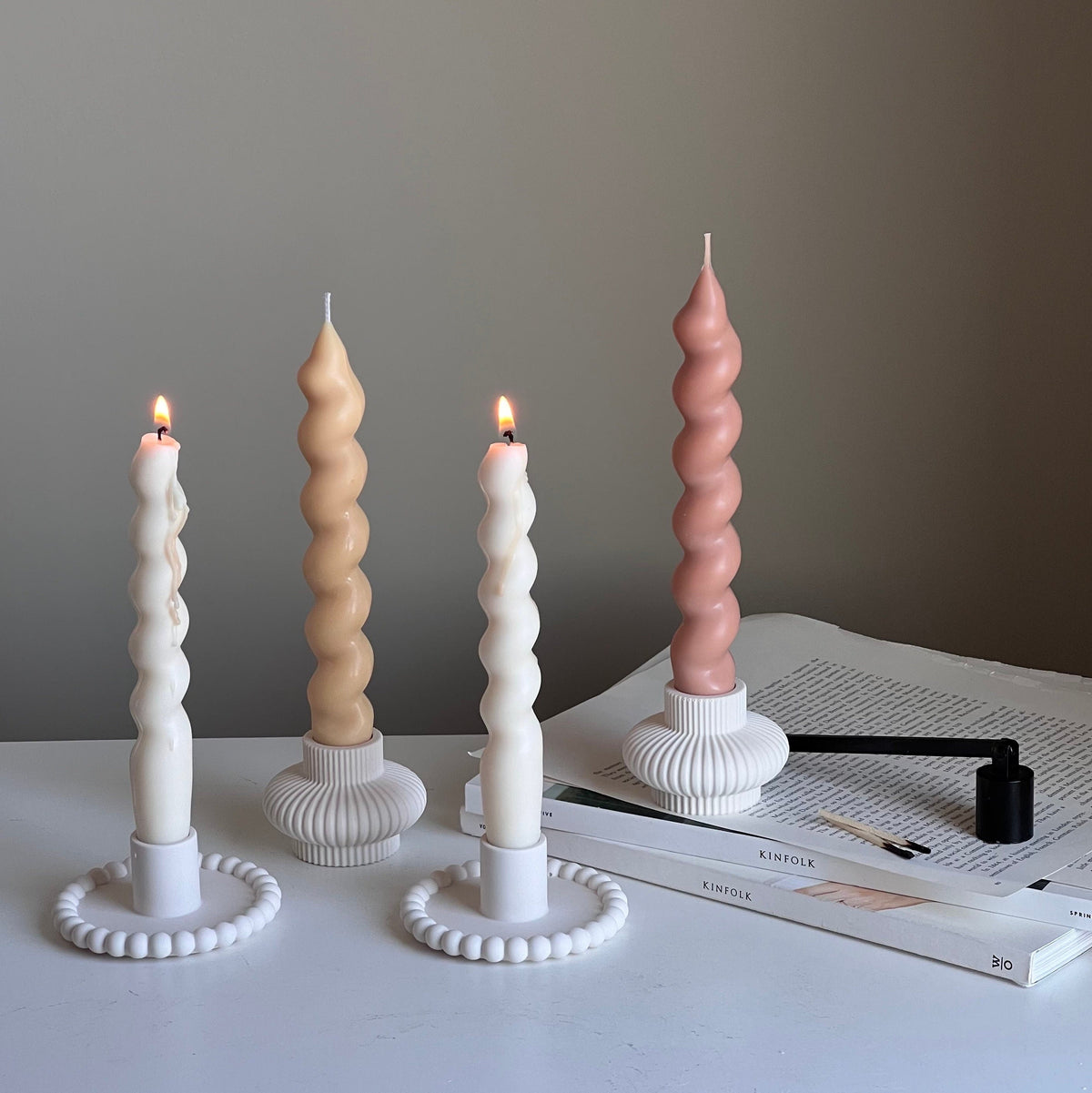 Thick Twisted Soy Wax Taper Candle | Romantic Dinner Candles
