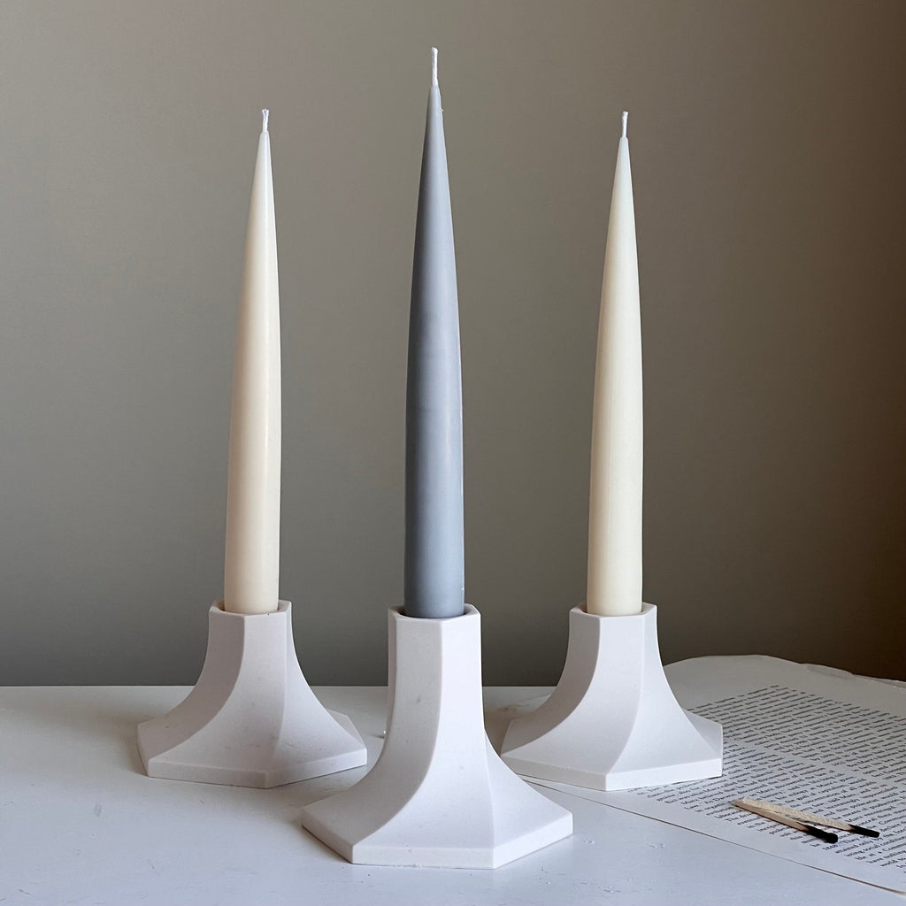 Handmade Soy Wax Taper Candle: Classic Pastel Unscented Dinner Candle