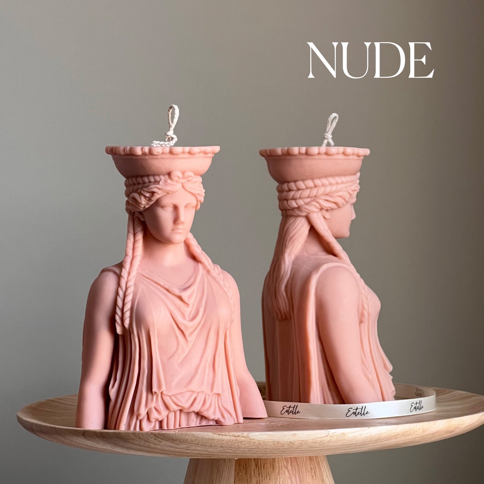 Caryatid Statue Candle: Sculptural Soy Wax Pillar Candle