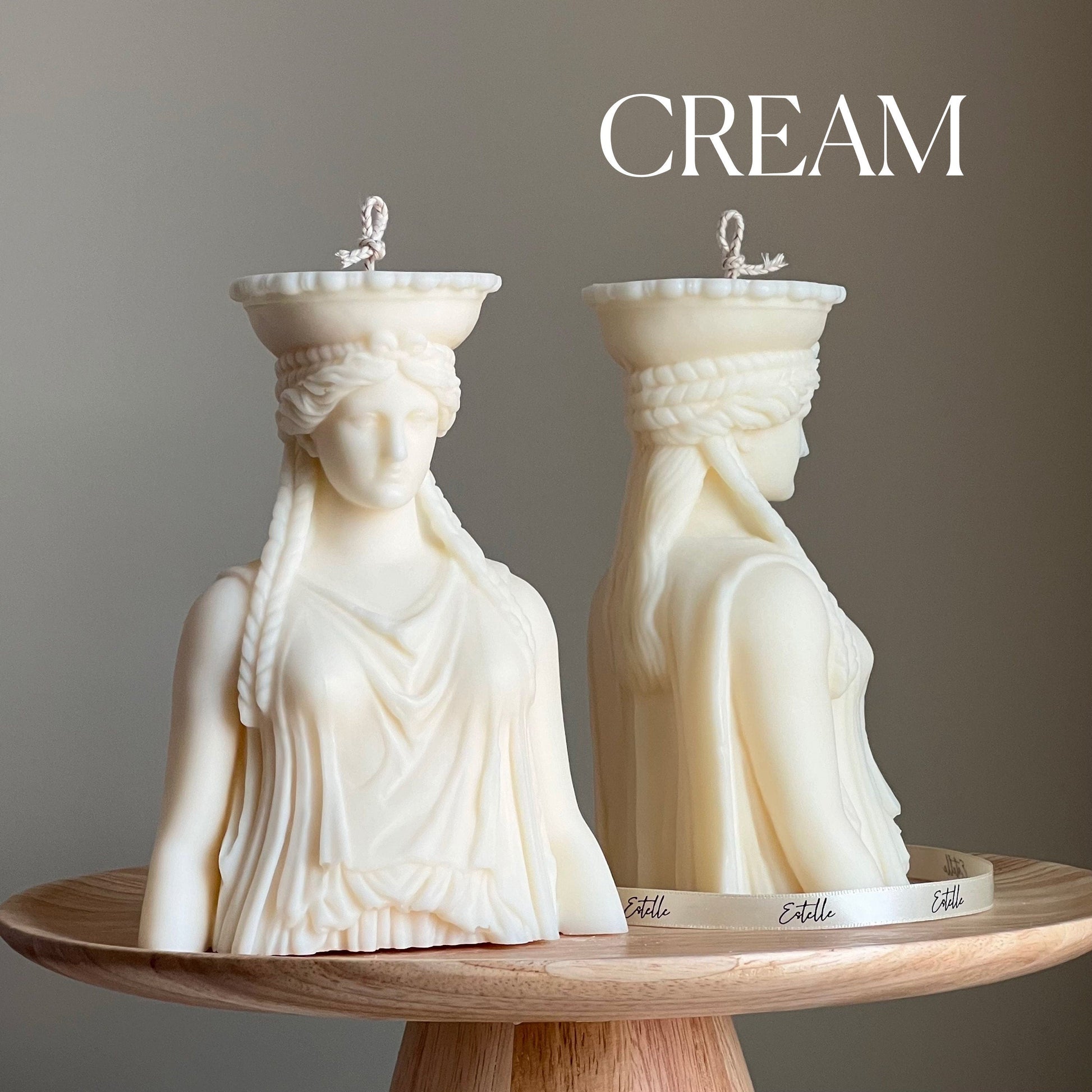 Caryatid Statue Candle: Sculptural Soy Wax Pillar Candle
