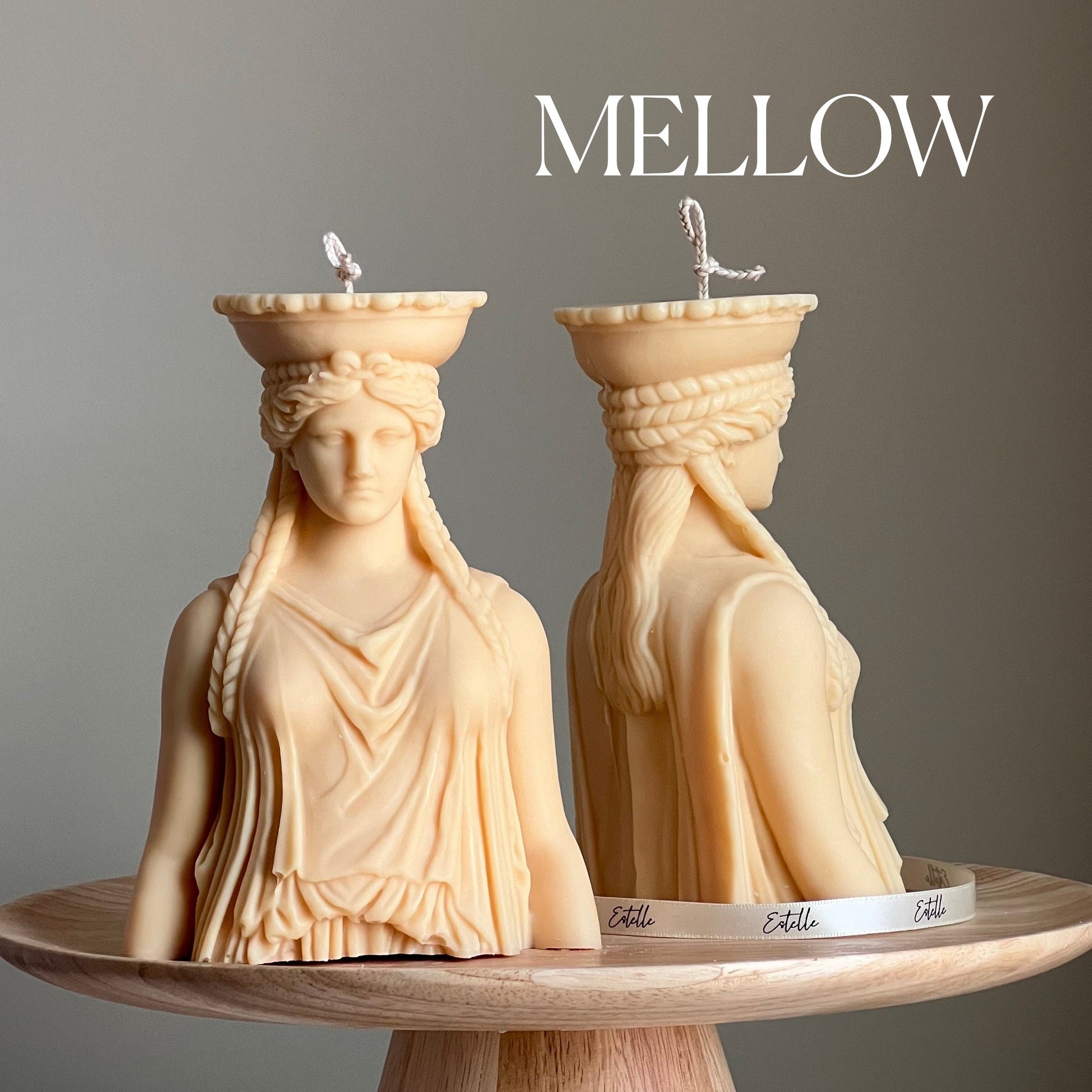 Caryatid Statue Candle: Sculptural Soy Wax Pillar Candle