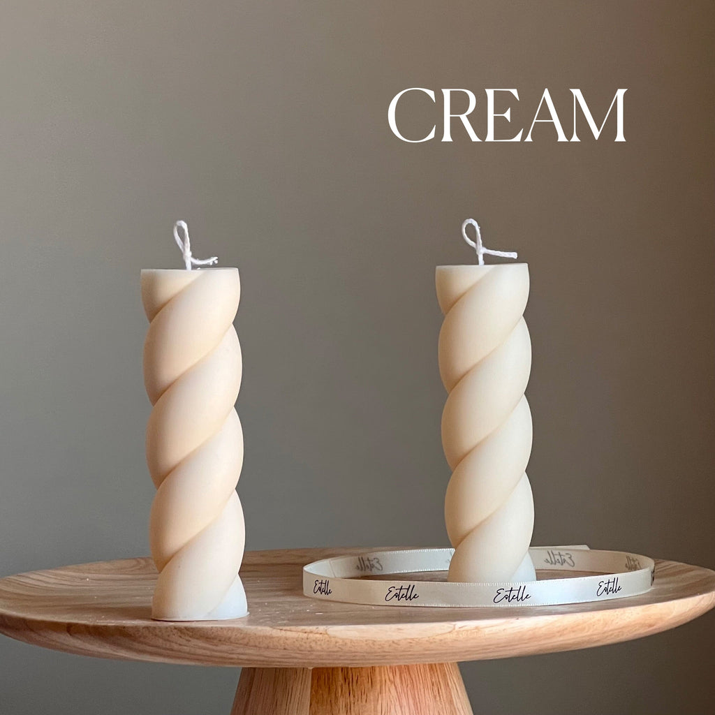 Swirl Soy Pillar Candle: Sculptural Home Decor