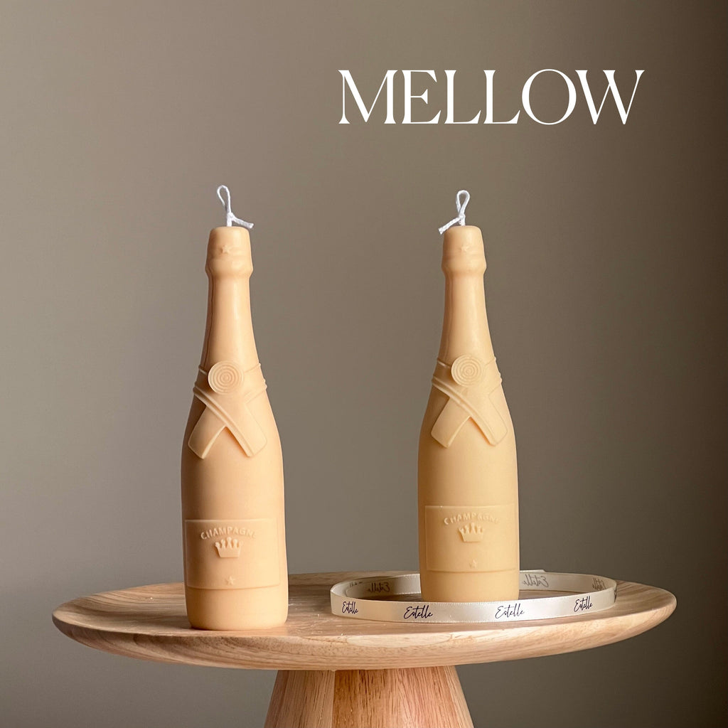 Champagne Bottle Candle: Decorative Soy Pillar Candle
