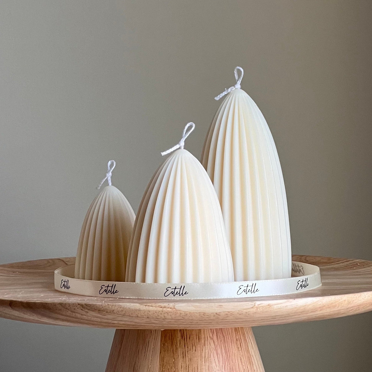 Ensemble de bougies de soja côtelées | Chandelles coniques, décoration