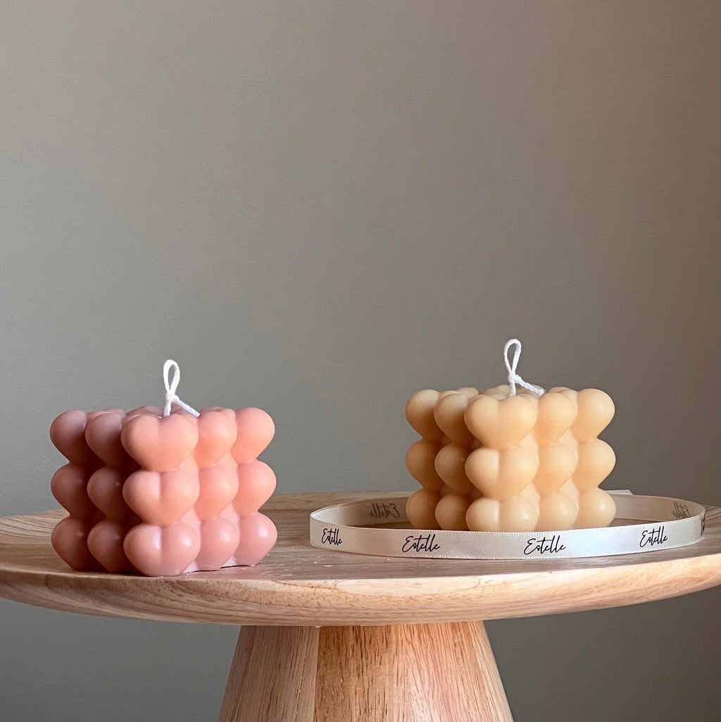 Bougie de soja Cube Coeur | Décoration artisanale pour la maison