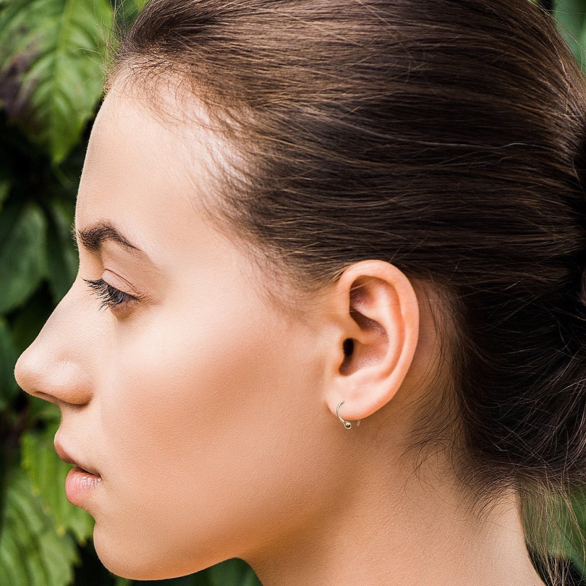 14k Gold Ball Hoop Earrings: Minimalist Huggie Earrings (3/8" 10mm)