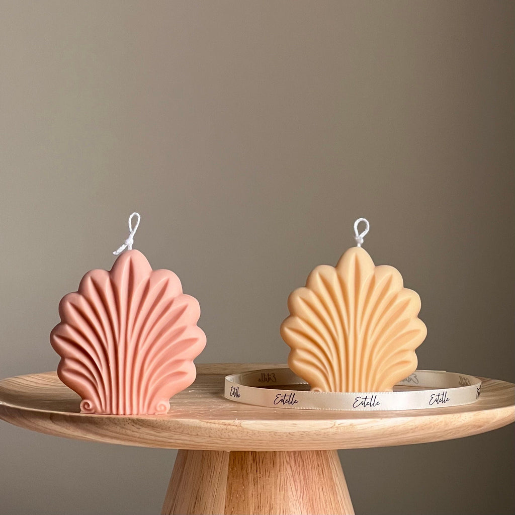 Bougie de soja Coquillage faite main : Déco maison sculpturale