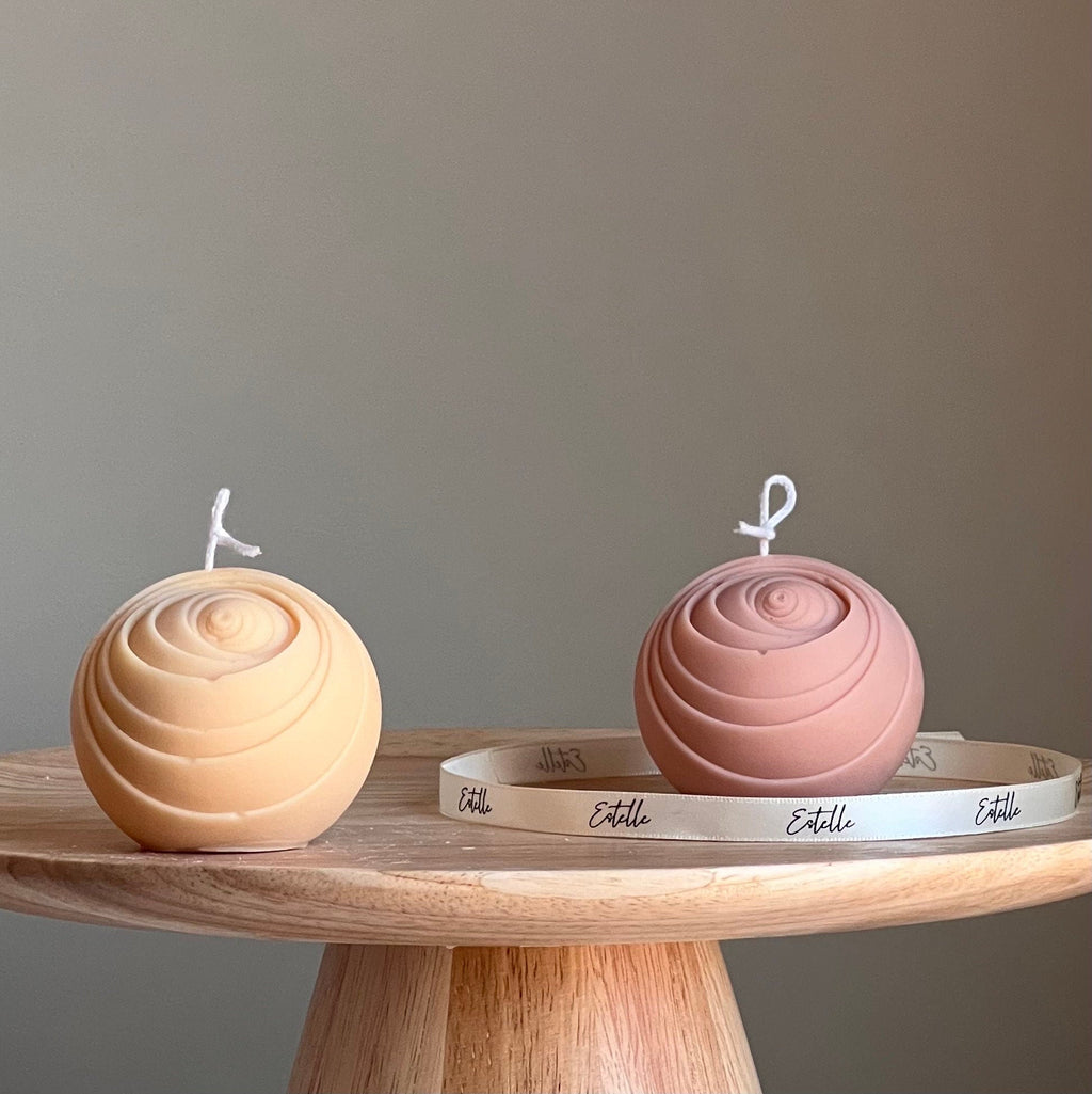Lined Ball Soy Candle: Sculptural Home Decor