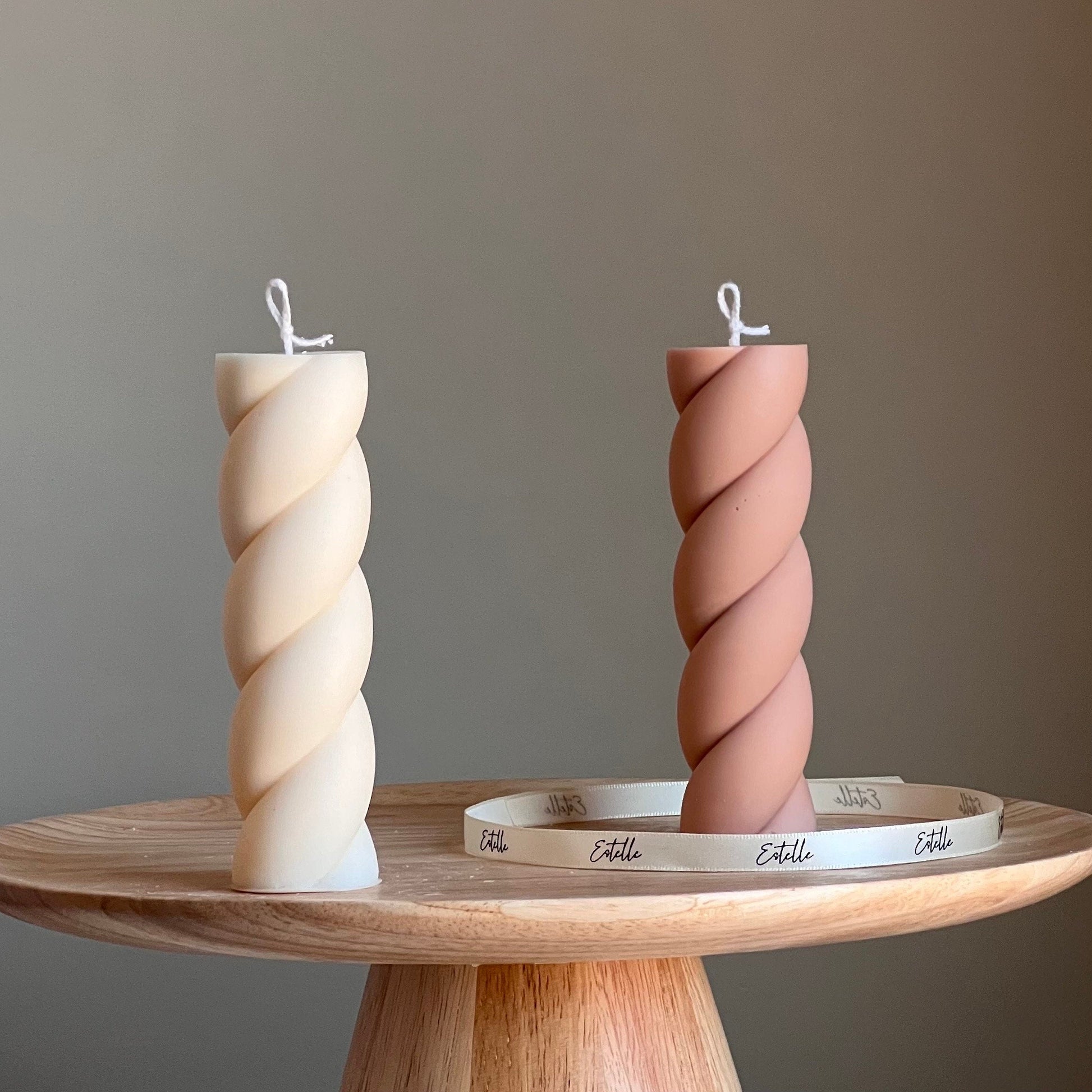 Swirl Soy Pillar Candle: Sculptural Home Decor