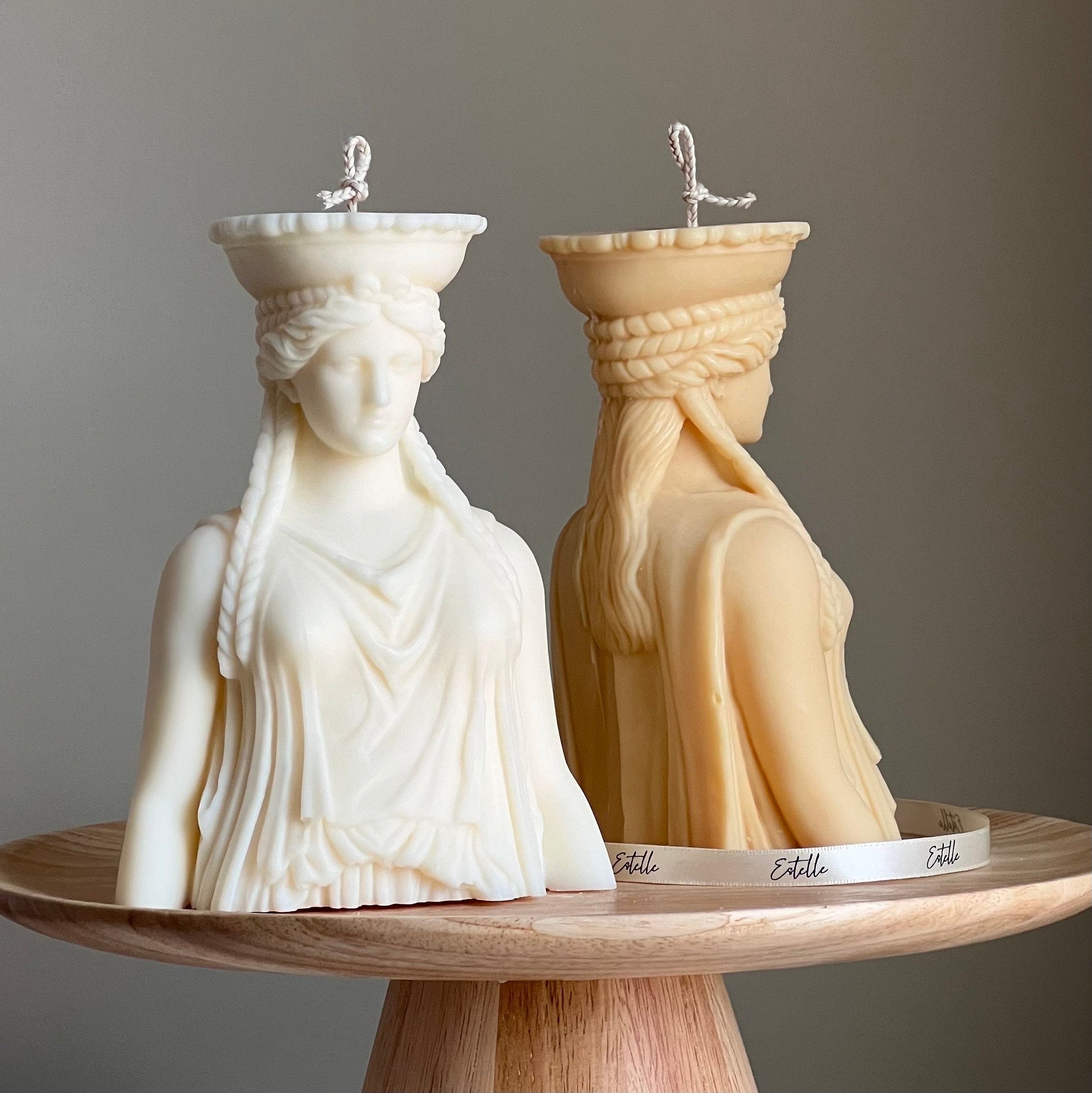 Caryatid Statue Candle: Sculptural Soy Wax Pillar Candle