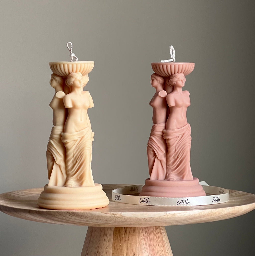 Venus Greek Goddess Soy Candle: Sculptural Column Statue Candle