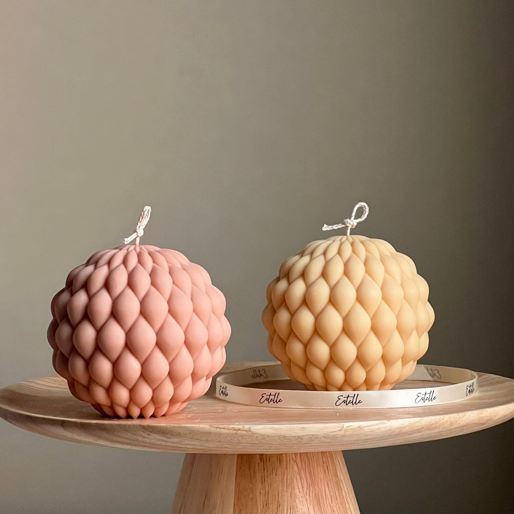 Large Bubble Ball Candle: Handmade Soy Pillar Candle, Home Decor