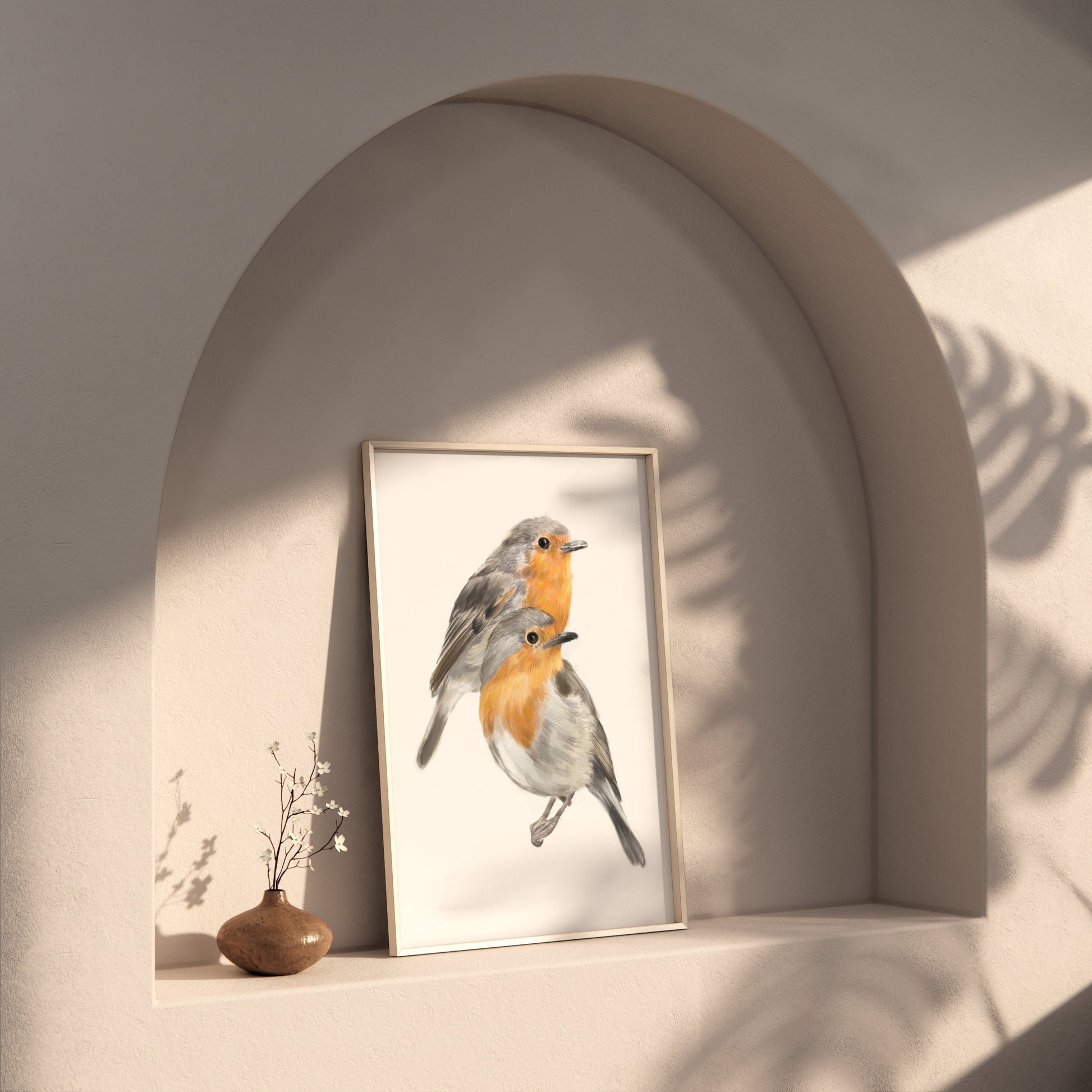 Affiche « Rouge-gorge » : Décoration murale scandinave pour couples