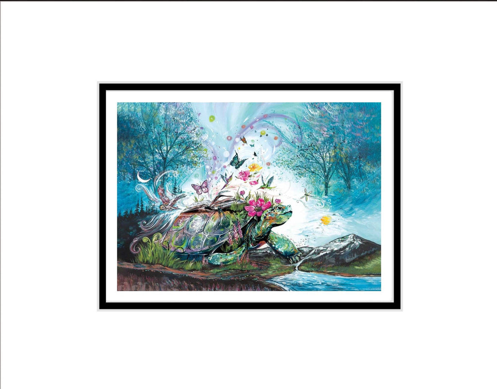 Mystical Turtle par Carla Joseph, estampe d'art autochtone, Premières Nations, Amérindiens, Cris, Métis, œuvre encadrée