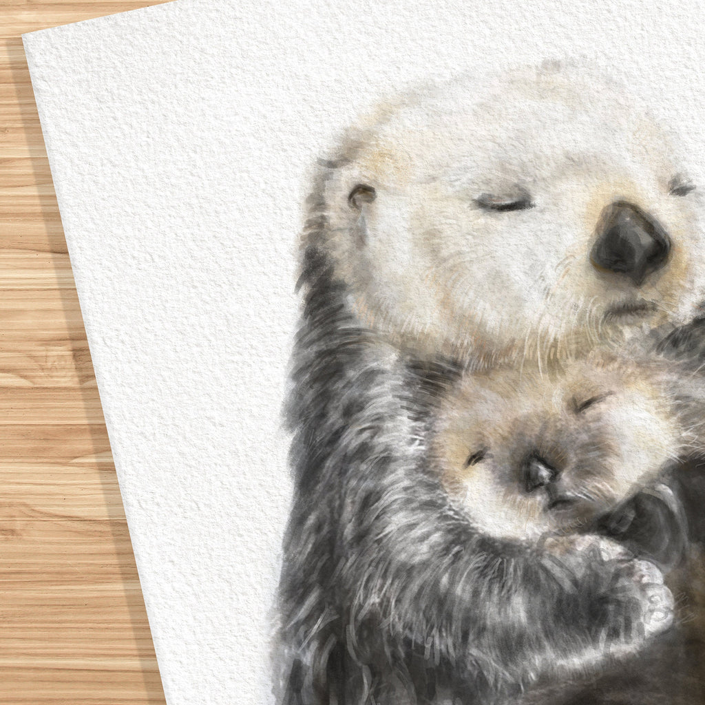 Affiche murale Bébé loutre de mer et sa maman