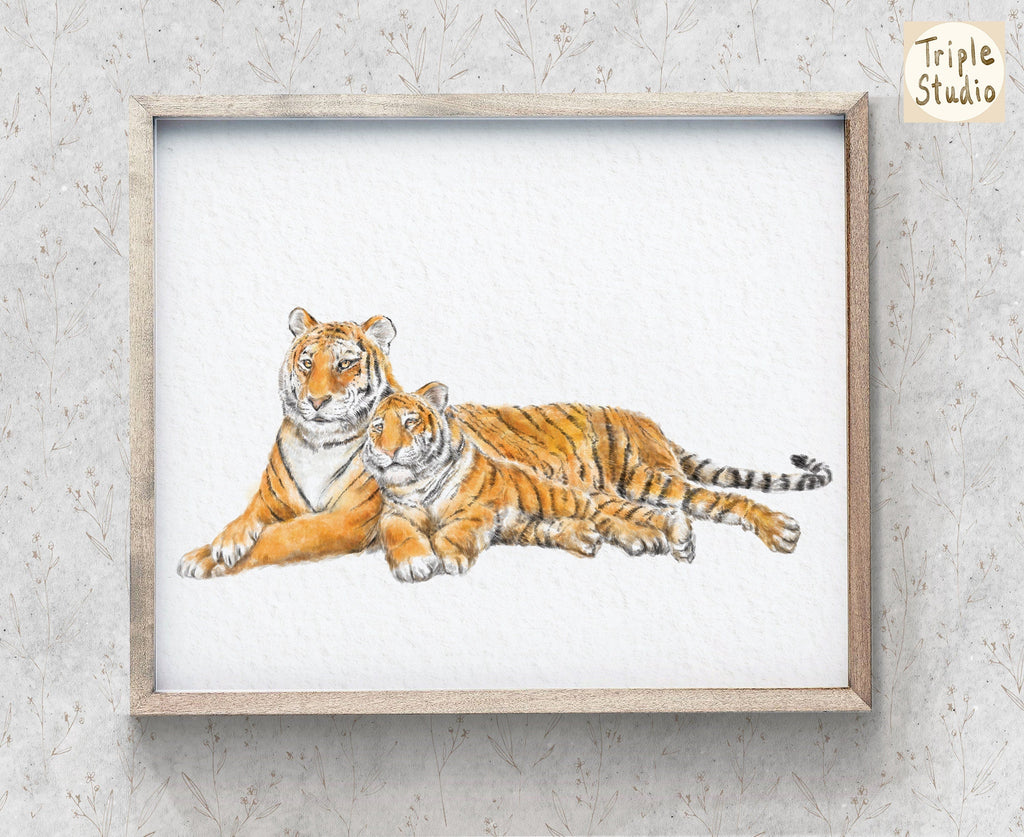 Illustration « Maman tigre et bébé »