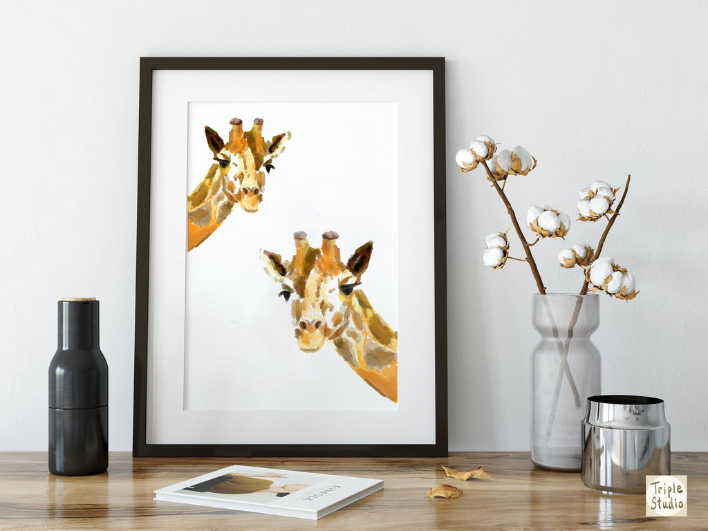 Affiche artistique girafe - Décoration murale safari