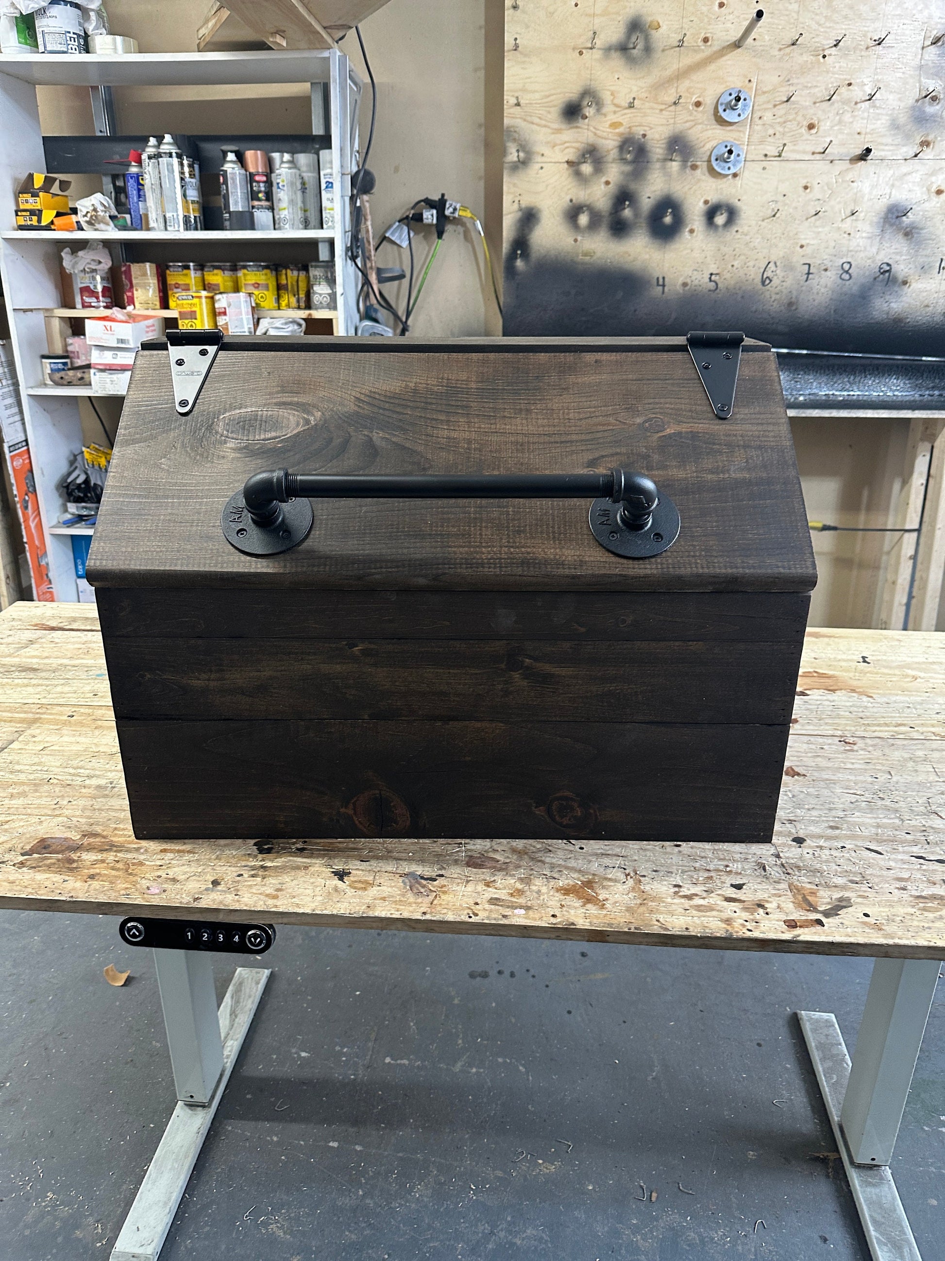 Conteneur de rangement pour jouets en bois extra-large à profil bas et à fermeture douce, bac à nourriture pour chien - Bac à jouets pour animaux