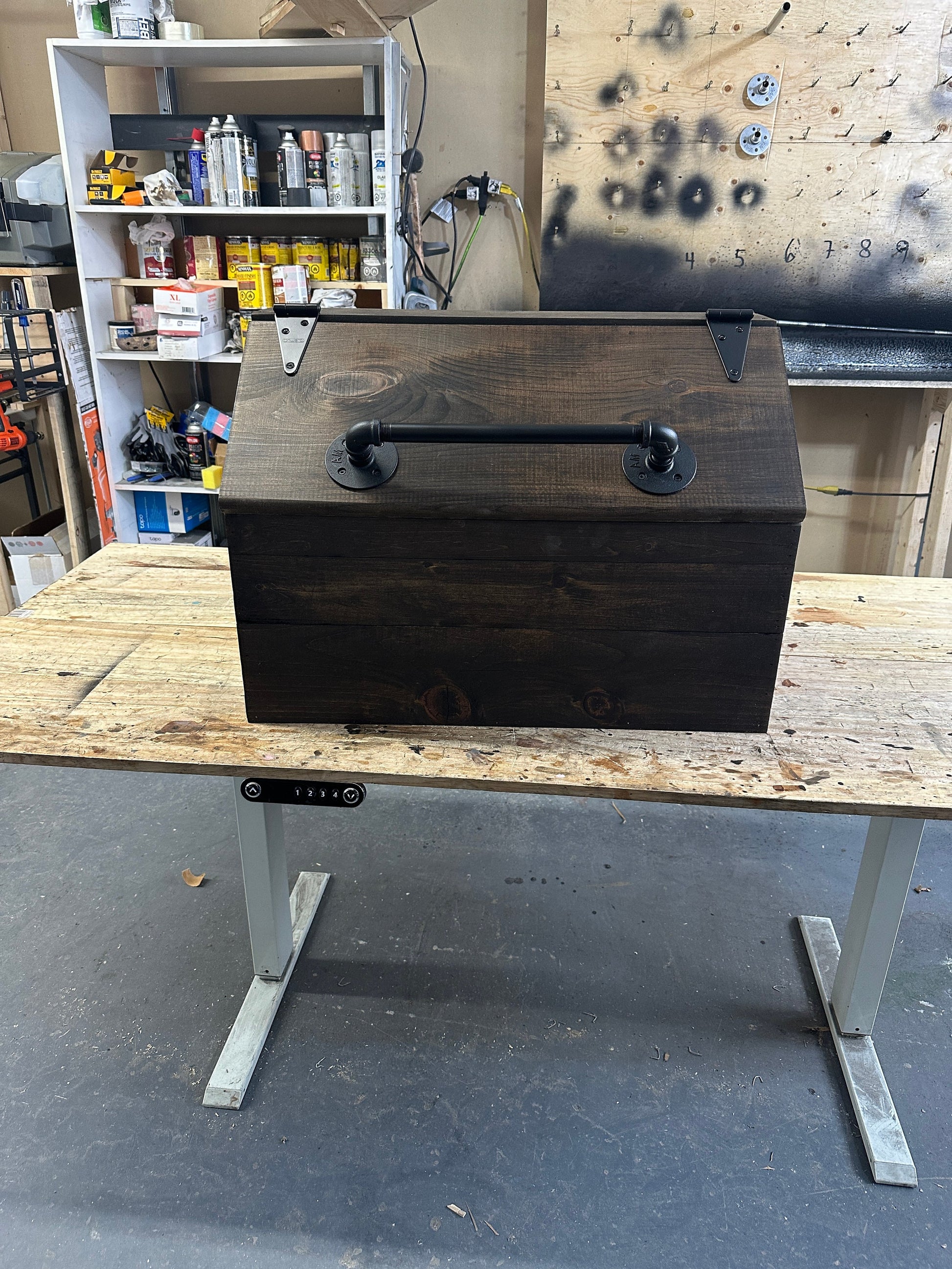 Conteneur de rangement pour jouets en bois extra-large à profil bas et à fermeture douce, bac à nourriture pour chien - Bac à jouets pour animaux